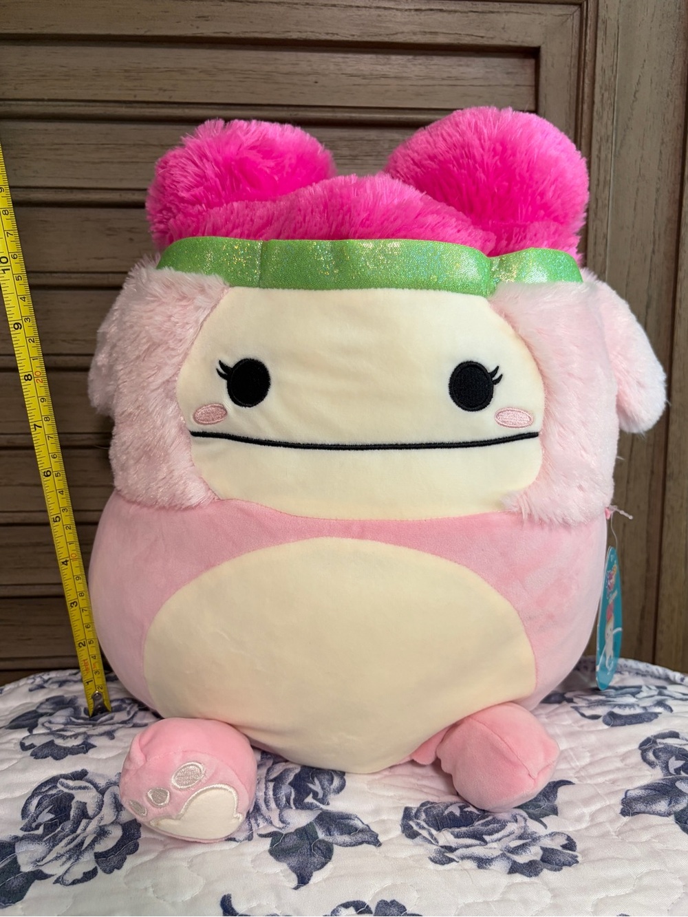 Squishmallows Pink Plush Character with Green Headband